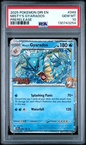 2025 Pokemon Destined Rivals Misty's Gyarados #049 GMT PSA 10 Prerelease POP 61