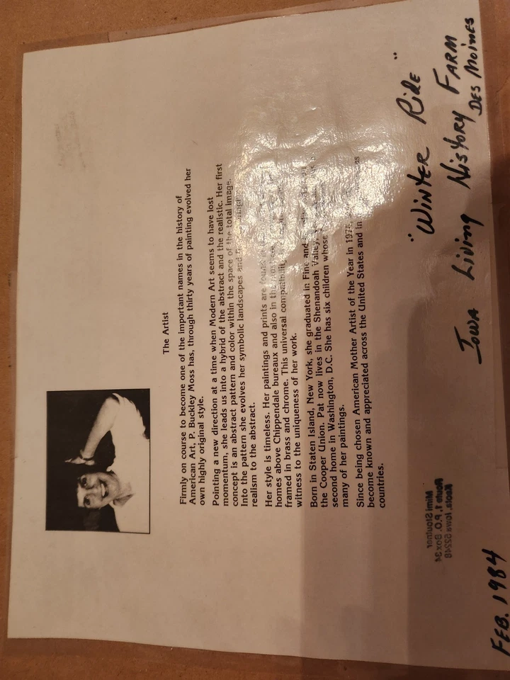 P. BUCKLEY MOSS WINTER RIDE FIRMADO EDICIÓN LIMITADA 1984 Foto 4 de 4