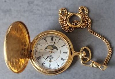 Royal Quartz Taschenuhr mit Datum & Mondphasen-Anzeige