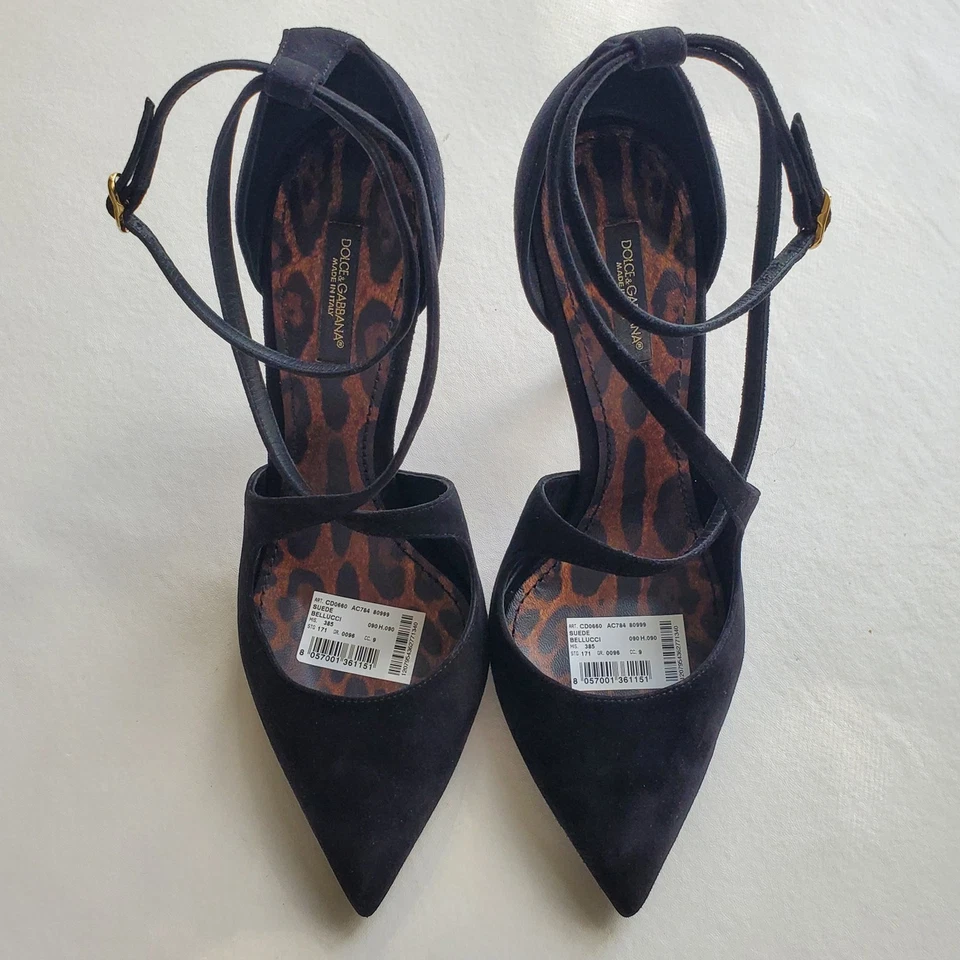 DOLCE & GABBANA BELLUCCI Tacones de aguja con tiras Negros con estampado de leopardo 8,5 Foto 4 de 4