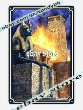 Temple Cat Statue Metal Tin Sign Egyptian Guardian ancient feline