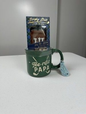 New! Eccolo Green Ceramic  Tee-rific Papa  Golf Tee Holder & Coffee Mug
