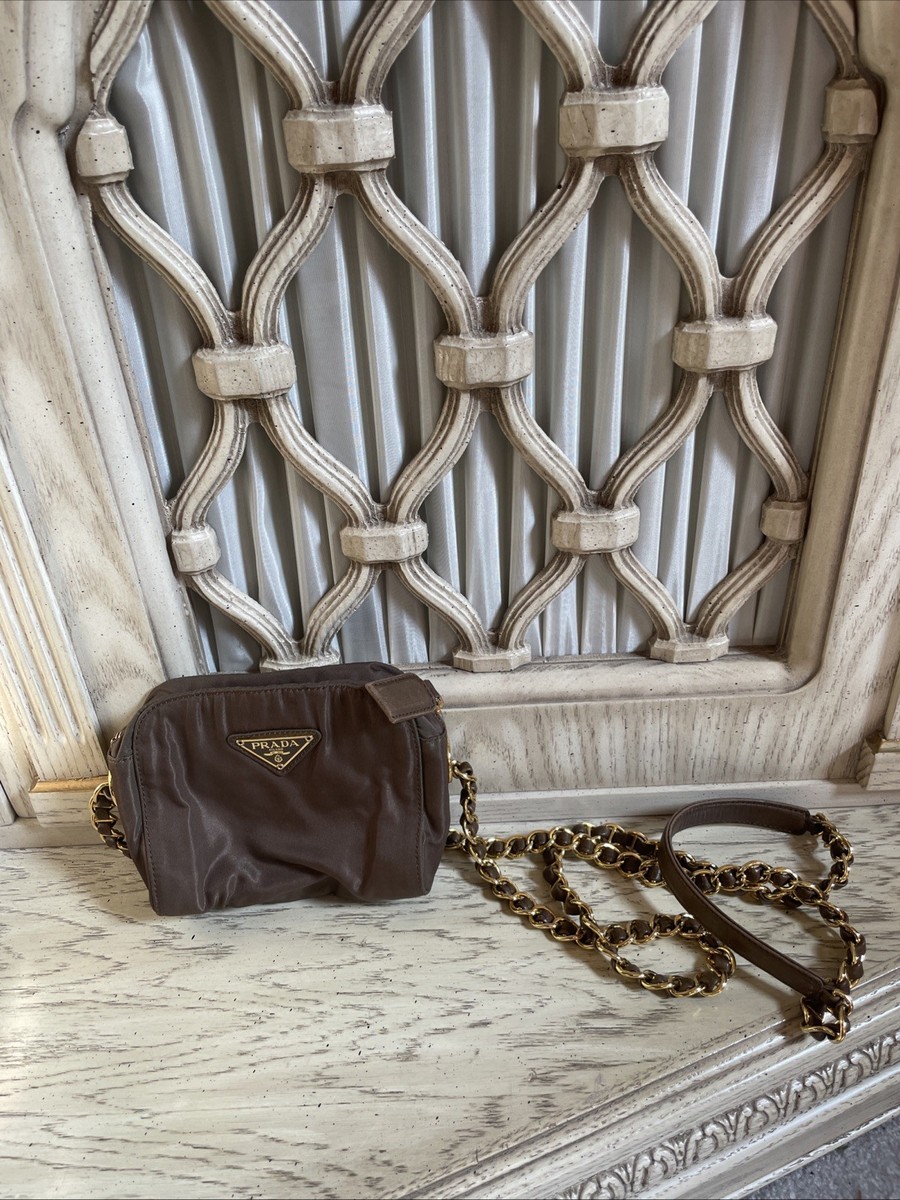 Brown Prada Cross Body Nylon Bag Brown Prada Nylon Bag With Gold