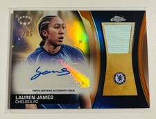 2024-25 Topps Chrome UEFA Women’s Lauren James 7/25 Orange Relic Patch Auto