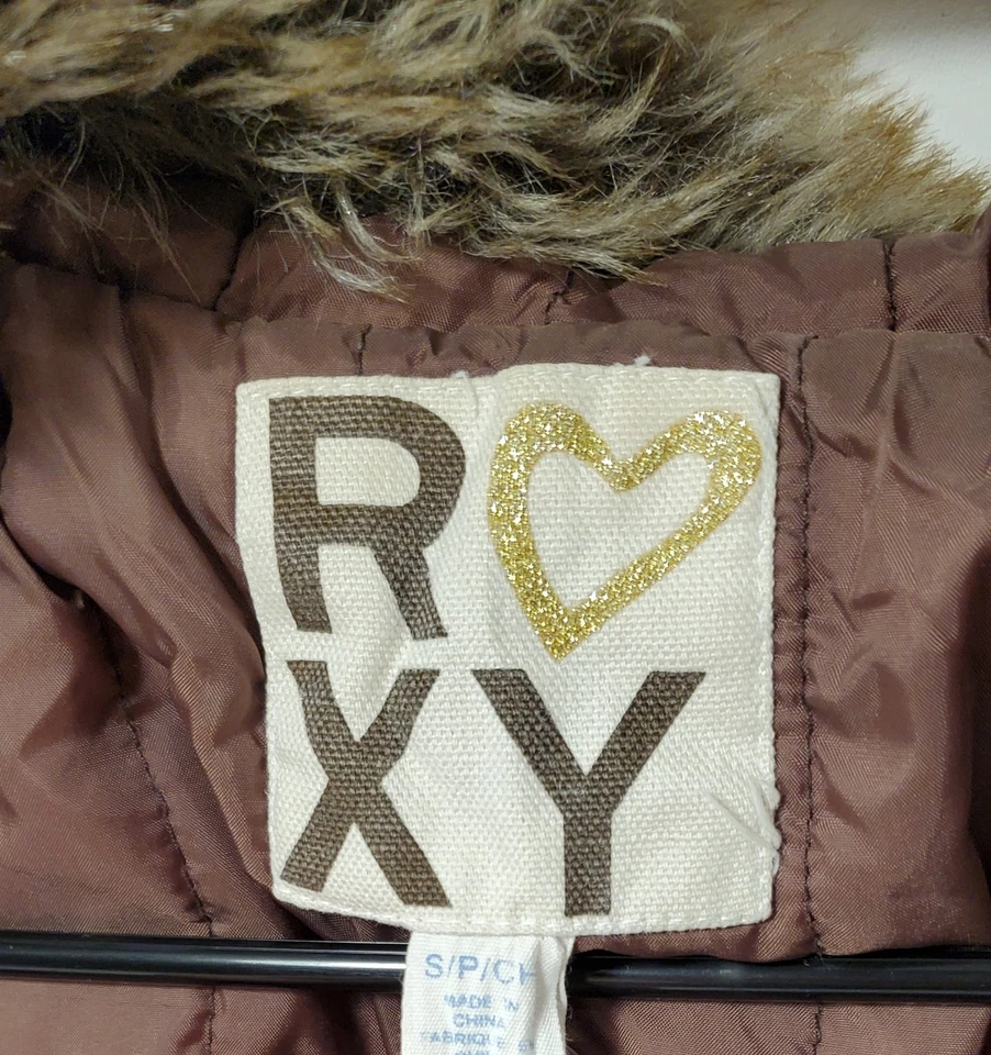 Abrigo Roxy marrón para niñas talla pequeña con capucha Foto 4 de 4