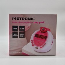 Metronic 477022 MP3-USB-Projektions-Radiowecker für Kinder – Weiß/Lila