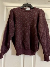 Vtg 80s Tricots St. Raphael Nordstrom Diamond Pattern Merino Wool Knit Sweater M