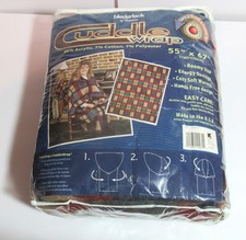 Vtg New NOS Biederlack of America Cuddle Wrap Plaid 55 x 67 zip snap blanket