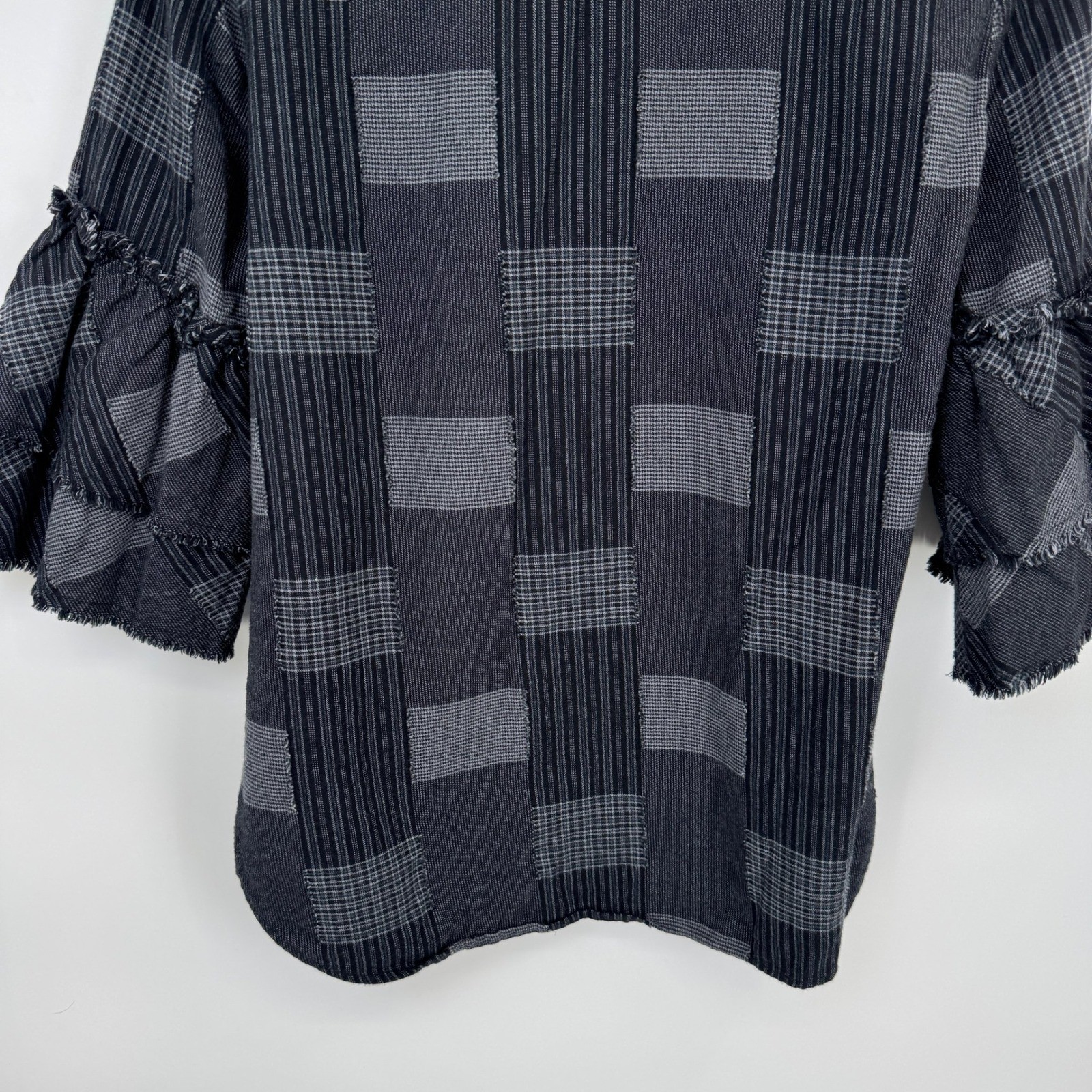 Dylan Patchwork Ruffle Sleeve Button Front Shirt … - image 8