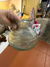 Ribbed Textured Clear Glass Vase with Flared Rim