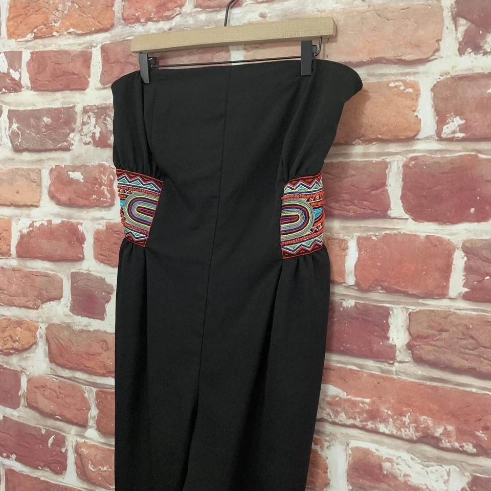 Mono Bisou Bisou Mujer L Negro Multicolor Boho Cuentas Sin Tirantes Foto 3 de 4