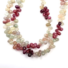 Natural Multi Sapphire Beads 16 Inch Strand 6-9 MM Beads Smooth Teardrop Beads