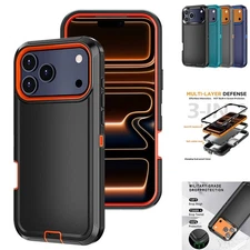 Hybrid Case For iPhone 17 Pro Max/17 Pro Shockproof Heavy Duty 3in1 Combo Cover