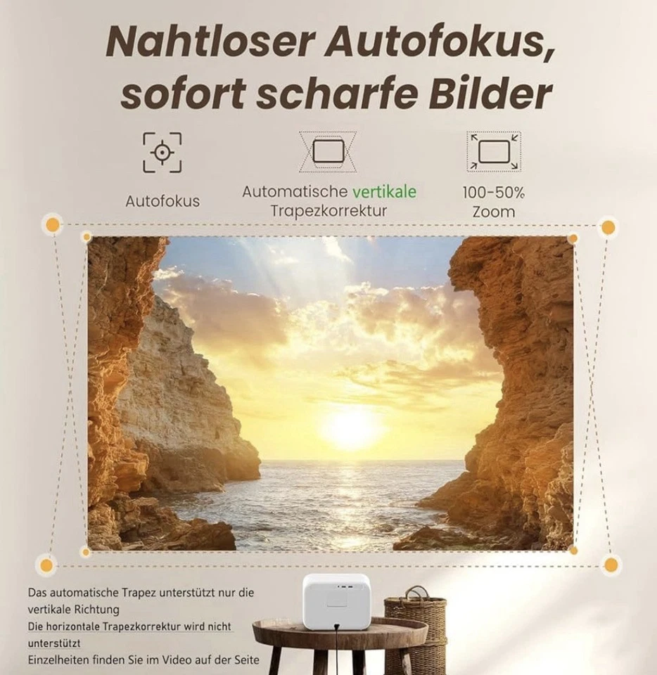 Beamer Sound by JBL, 700 ANSI 1080P Native Projektor, Yaber L2s Autofokus - Bild 3 von 4