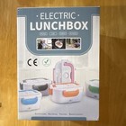 Electric Heated Lunch Box 1.5L 2-Compartment Plastic w/ Handle, Gray/Green — photo 3
