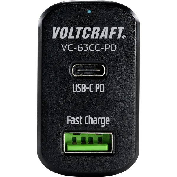 Voltcraft CAS-63 USB LadegeräT 63 W 1X USB-A, 1X USB-C® USB PD Schwarz KFZ USB-image