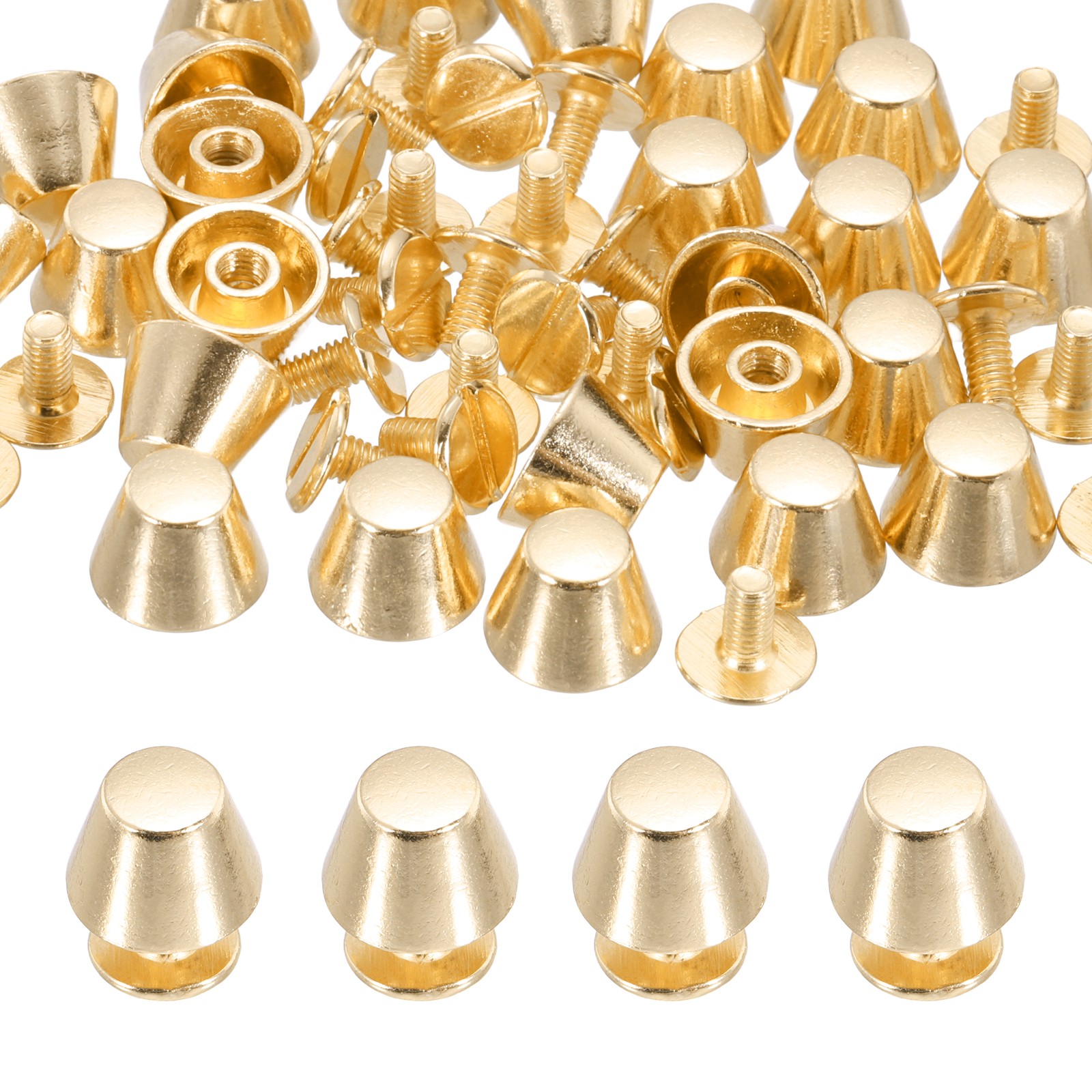 Pies para bolso de 10mm, 25 juegos de tachuelas planas, oro claro