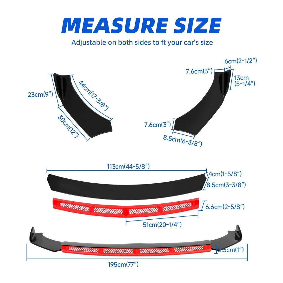 Kit de carrocería de alerón divisor de labios para parachoques delantero para Ford Taurus SHO piezas varillas de puntal Foto 2 de 4