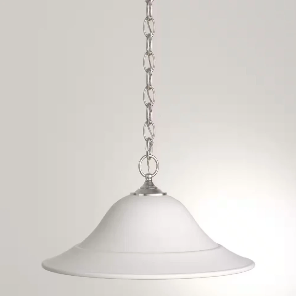 Colgante Trinity de 1 luz de níquel cepillado con vidrio grabado Foto 4 de 4