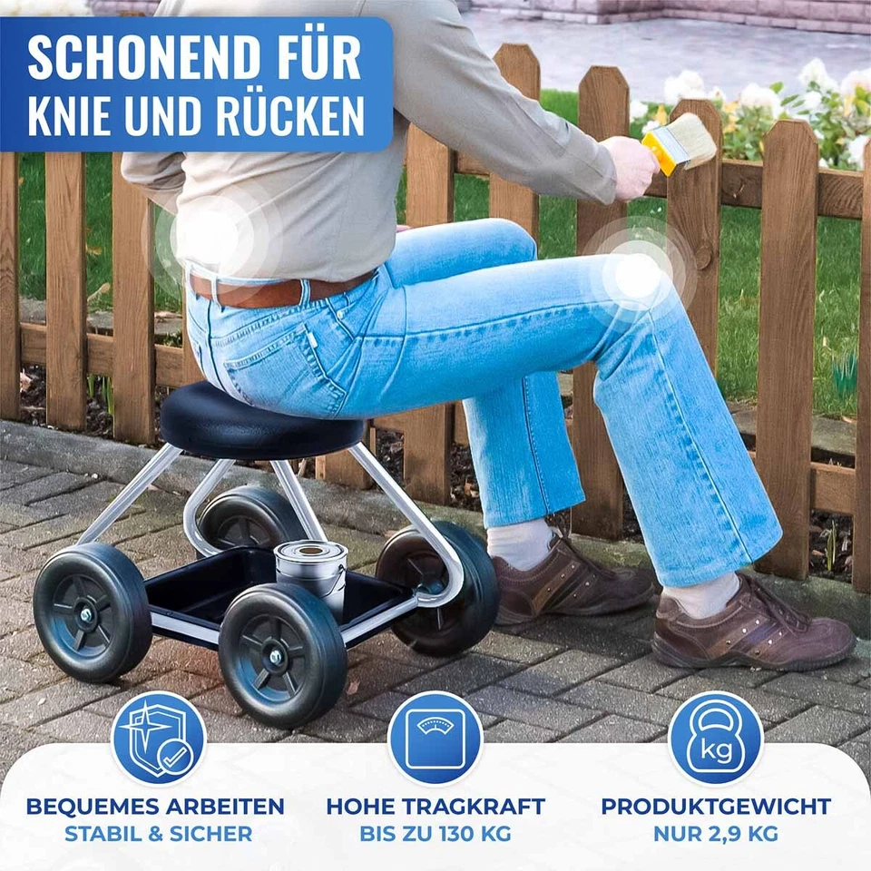 MAXIMEX Roll Sitz SECURA Garten Helfer Haushalt Gärtner Hocker Arbeits rollbar - Bild 4 von 4