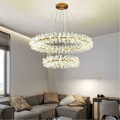 Modern Luxury Gold Metal Crystal Chandelier Fixture Light Garland Firefly Lamp