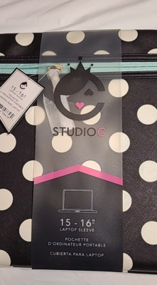 Studio C Macbook Laptop Sleeve Cover Hot to Trot Blk/White/Blue Fits 15''/16''Case