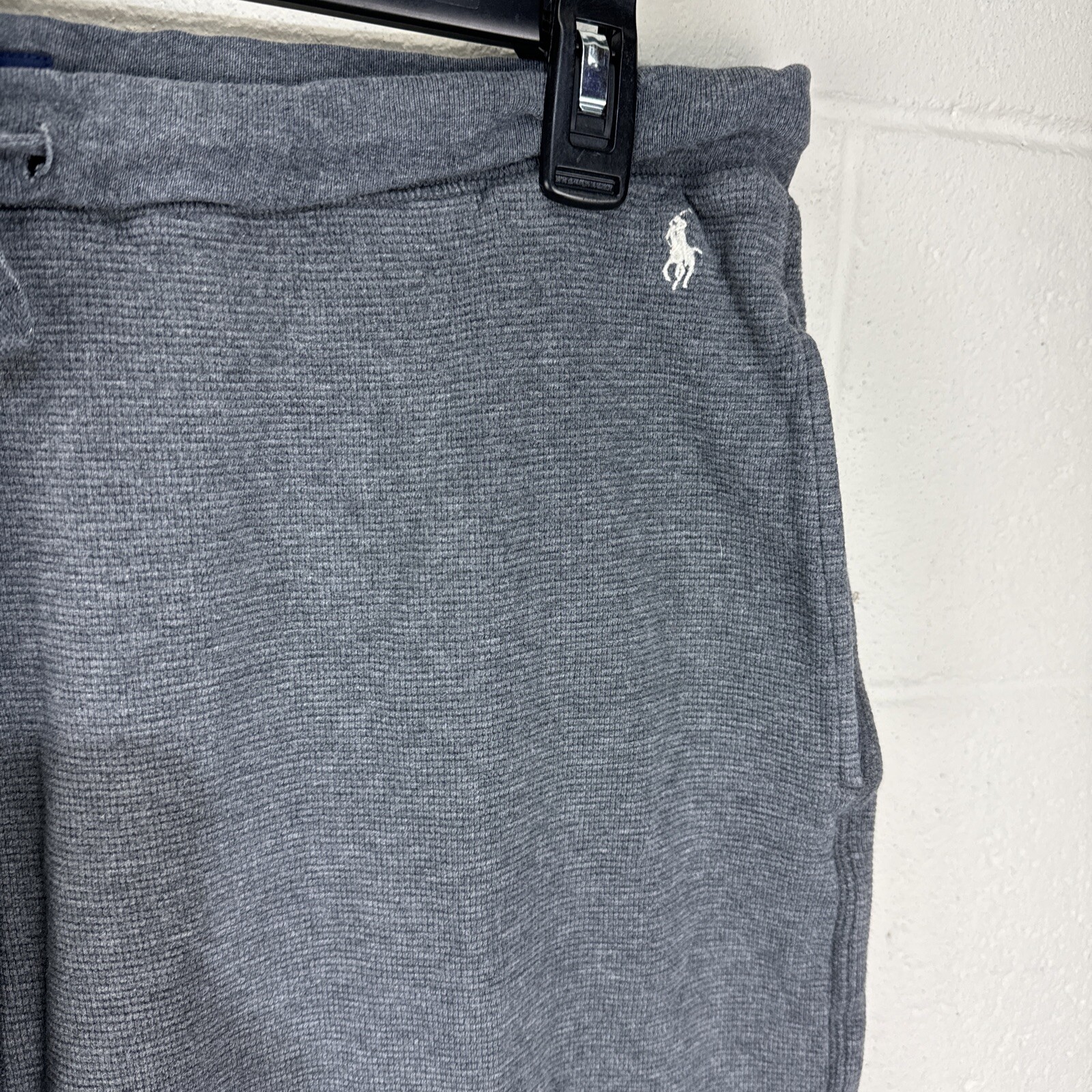 PONY Polo Ralph Lauren Waffle Maglia Pantaloni Felpa Da Uomo Taglia Large Grigi Pigia Termici Pigiama