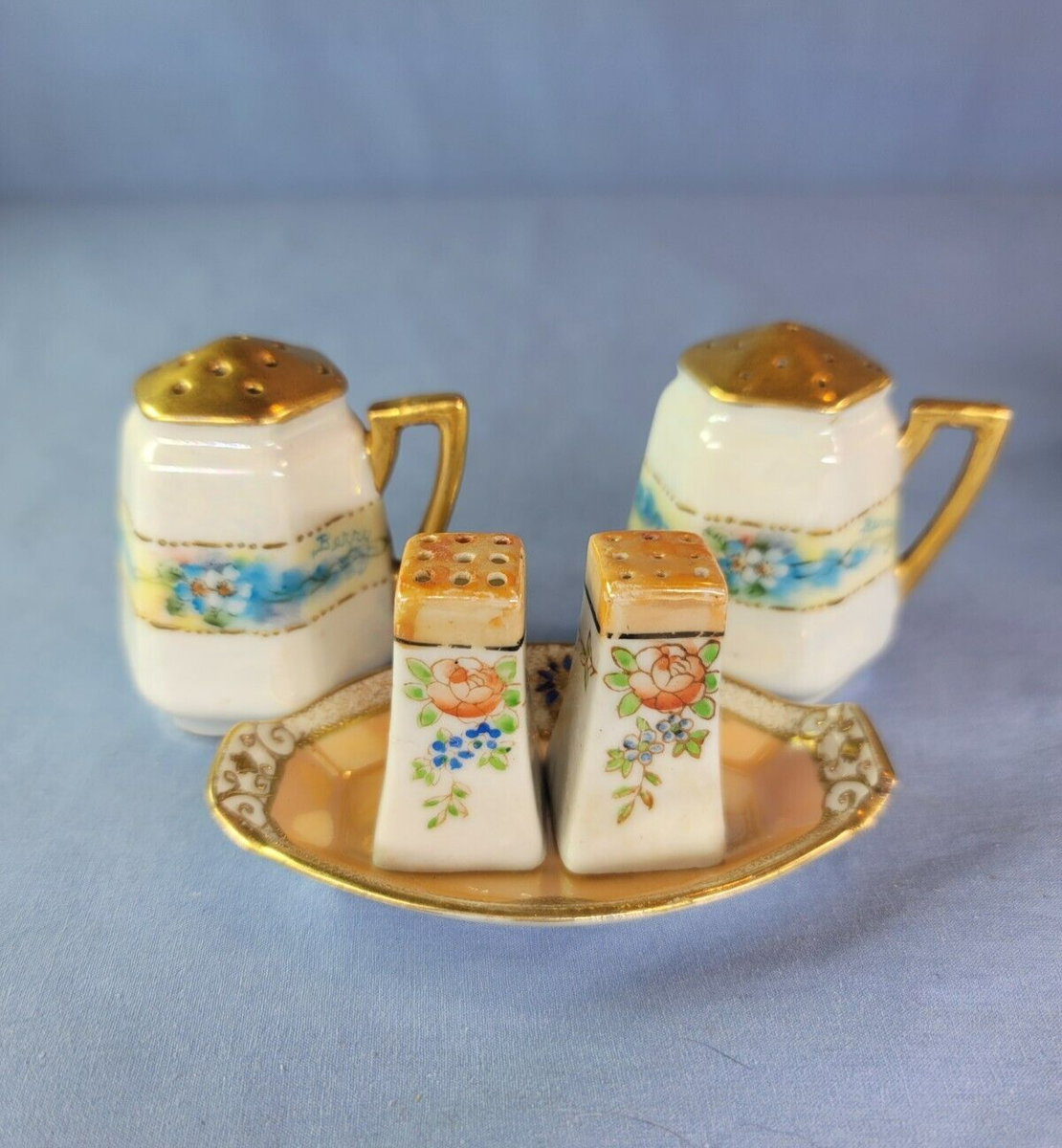 Mini Salt & Pepper Icing Sugar & Cinnamon Shaker NORITAKE Gold 