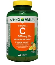 Spring Valley Vitamin C Chewable Tablets Supplement Tropical Fruit 500 mg 200 Ct