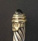 ©️D.Y. 925/585 JC Stamped: 5mm Classic Cable 14k-Onyx Tips Lovely Cuff Bracelet — photo 9