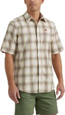 Men's Plaid Short Sleeve Shirt Classic Fit Button Front Casual Chest Pockets