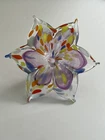 Murano Hand-Blown Art Glass Flower Multicolor