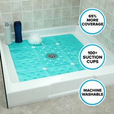 65% MORE COVERAGE! SlipX Solutions Aqua Extra Large Shower Mat (27")