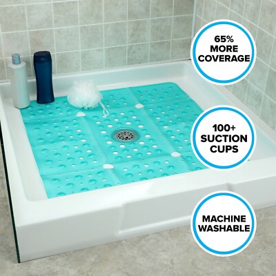 65% MORE COVERAGE! SlipX Solutions Aqua Extra Large Shower Mat (27'')