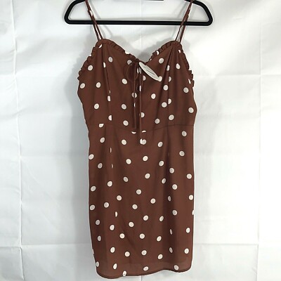 Women's Audrey 3+1 Brown White Polka Dot Dress NWT Size Large Retail 38.50  | eBay