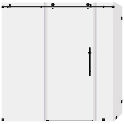 68-72''W x 76''H x 34 1/2''D Shower Enclosure ULTRA-C Matte Black by LessCare