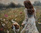 8x10 Matte Print_ Cavalier King Charles Spaniel Dog with Victorian Girl