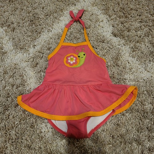 Badeanzug Mädchen 18-24 Monate rosa und orange Schildkröte Einteiler