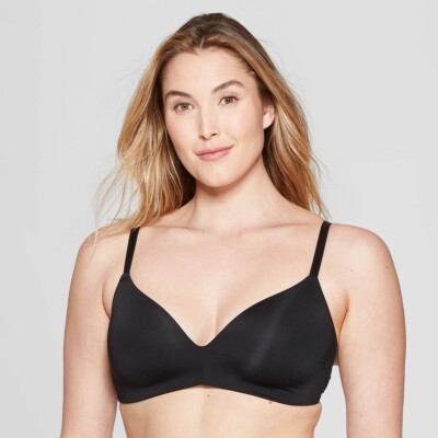 Auden Women's The Bliss Lightly Lined Wirefree Bra 34D Black New Bralette
