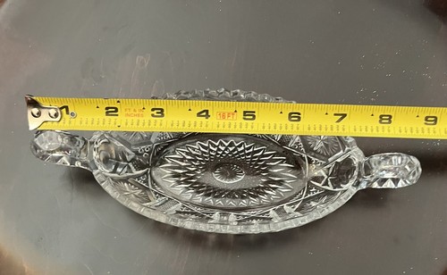 Vintage STARBURST SAWTOOTH Cut Glass/Crystal Serving Dish W/Handles *FREE SHPNG* - Picture 5 of 6