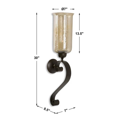 Uttermost Joselyn Glass and Metal Candle Wall Sconce in Antiqued Bronze - Picture 4 of 4