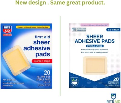 Sheer Adhesive Bandages with Sterile Non Stick Pad 3 X 4 - 20 Count | Wound C