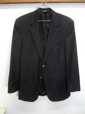 EUC Jos A Bank "Gordon" Black 100 Wool Brass 2 Button Blazer Size 42L