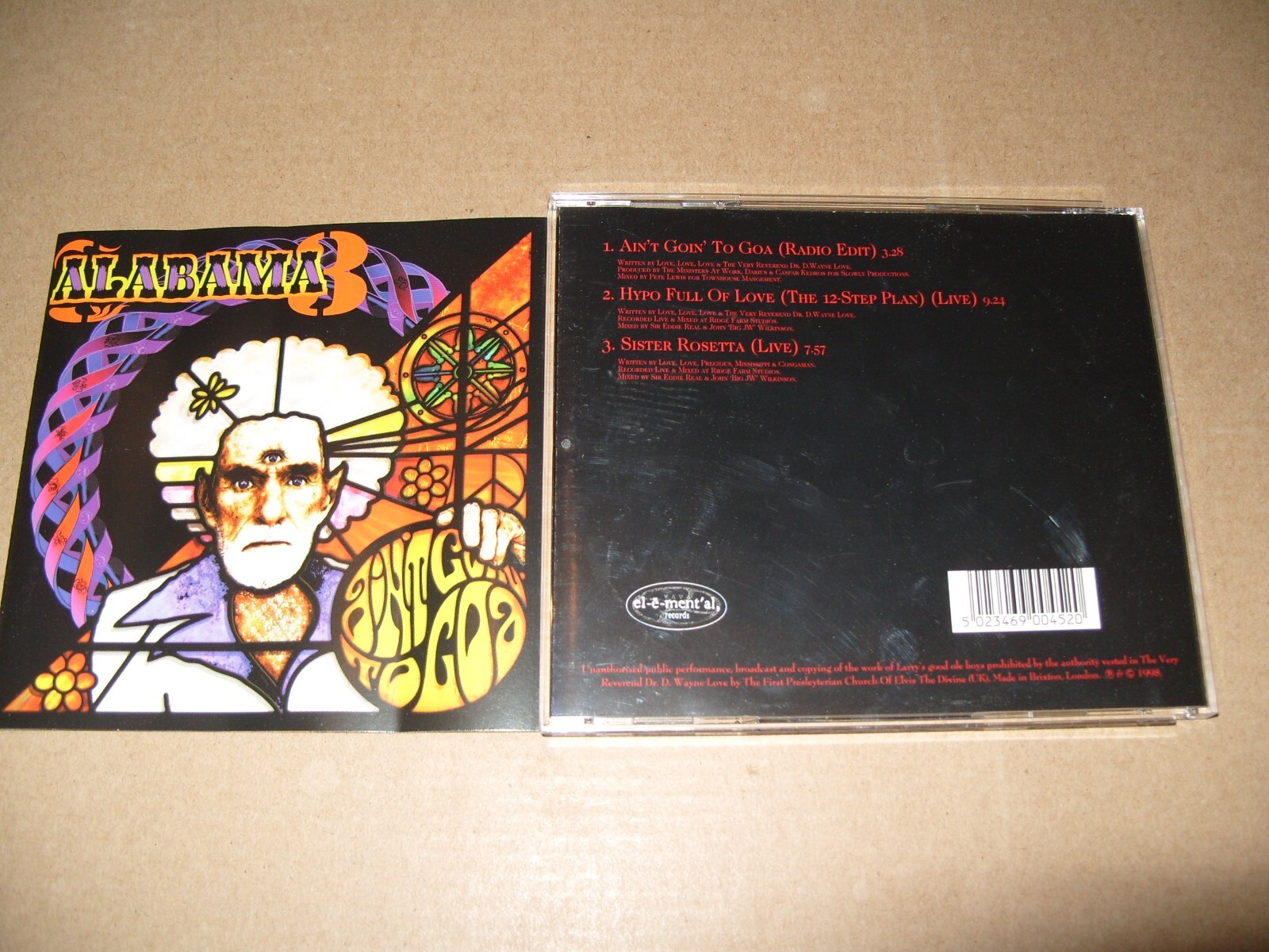 Alabama 3 -Ain't Goin' To Goa 3 Track CD Single  1998 -CD EX / INLAYS VG -(M1