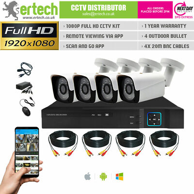 4-Kanal HD DVR Heimüberwachung CCTV Kits Sicherheit 4 Kamerasystem APP IR Außenbereich