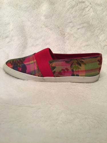 Sperry Top Sider Womens Sneaker Size 7.5 Red Floral Canvas Slip On Style Shoe - Picture 5 of 9
