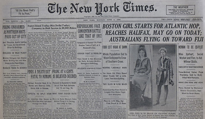 6-1928 June 4 EARHART STULTZ ATLANTIC KINGSFORD-SMITH LYON FERRARIN PEKING 
