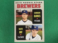 2019 Topps Heritage #88 Nate Orf Corbin Burnes RC Rookie Milwaukee Brewers