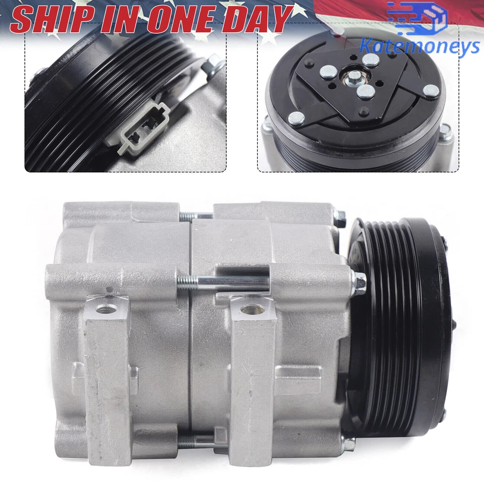 A/C Compressor For 2005-2006 Ford F-150 4.6L Air Conditioner Compressor +Clutch Foto 3 de 4