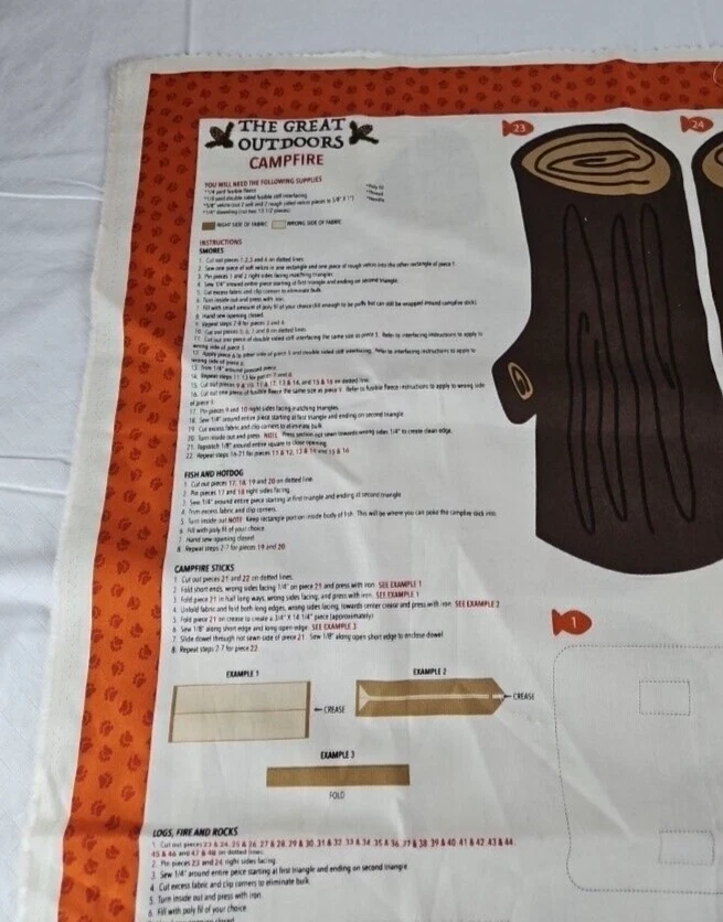 Great Outdoors Cut Sew Panel Cotton 36"x60" Campfire Smores Rock Log Rocks Read - Image 3 of 4